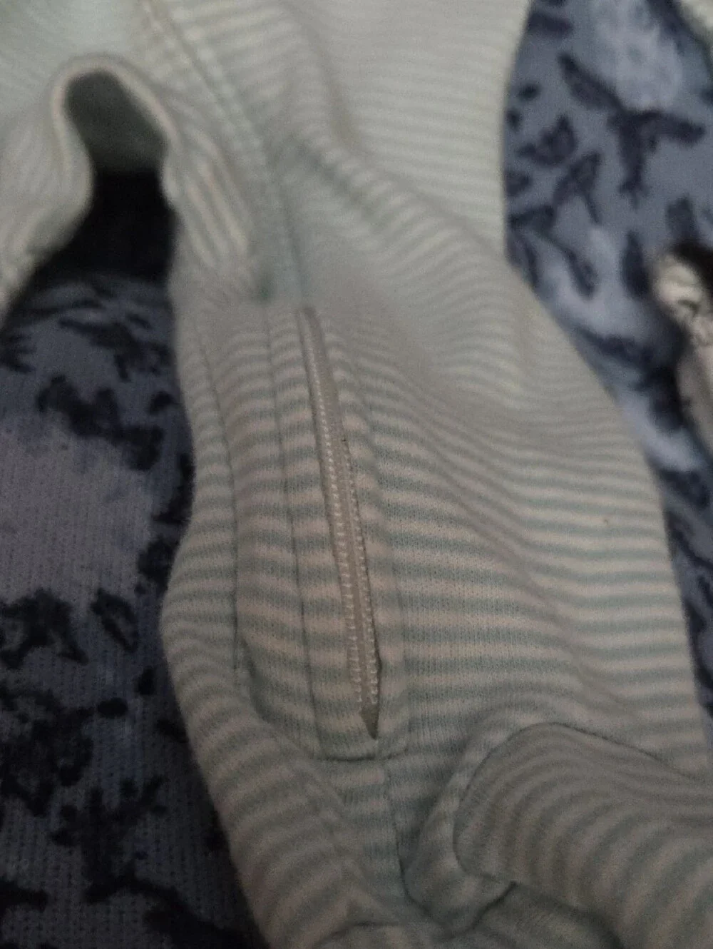 Baby Striped Mint Green Baby Footed One-Piece 0-3 Months
